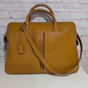 Bally Vintage Mustard Yellow Leather Satchel Bag Top Handle Work Bag PLEASE READ